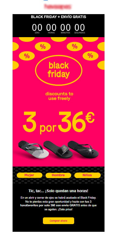 Ejemplo de Flash Sale en EMRED para el Black Friday