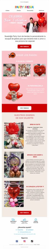 Ejemplo de newsletter San Valentin Party Fiesta EMRED